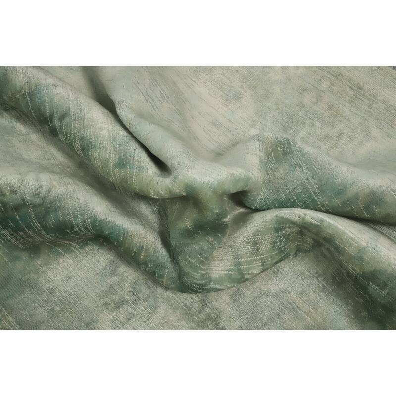 Hand-knotted Transitional Silk Carpet Green Oushak Rug Floral Oriental Area Rug - 8' 0'' X 4' 11''