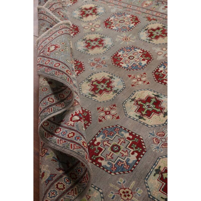 All-Over Gray Kazak Oriental Area Rug Handmade Wool Carpet - 8'5"x 11'0"