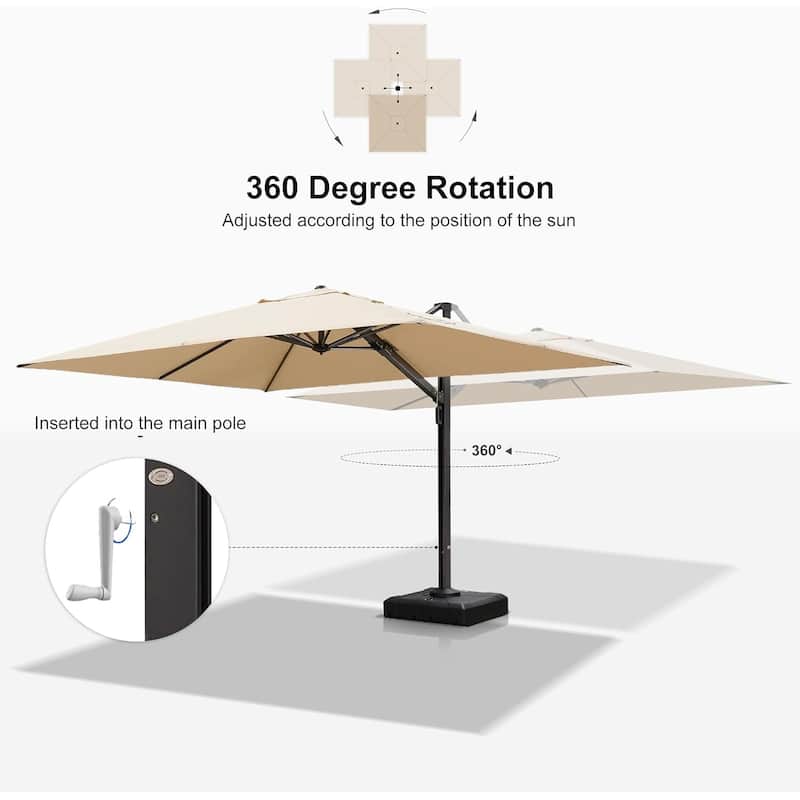 PURPLE LEAF Sturdy Heavy-duty Patio Cantilever Offset Umbrella with 360-degree Rotation