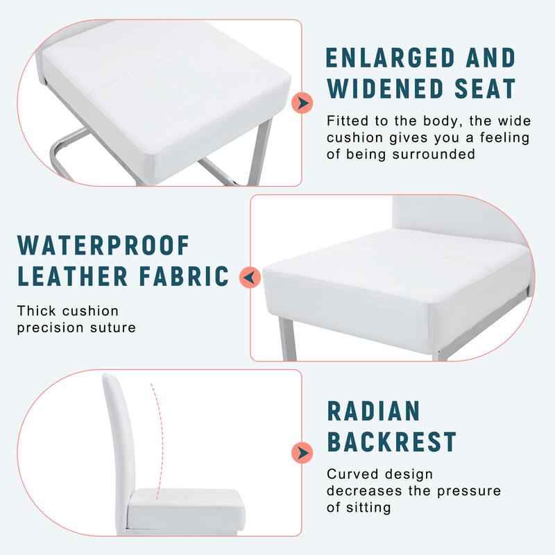 Set of 4 white thickened dining chairs with built- in spring packages and ergonomic design,perfectly blending comfort an