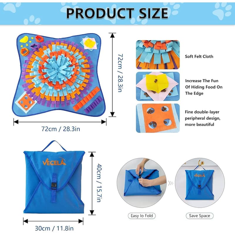 28.3" Pet Snuffle Foraging Mat, Dog Mental Puzzle Interactive Stimulation Toys for Smell Training and Slow Eating - N/A