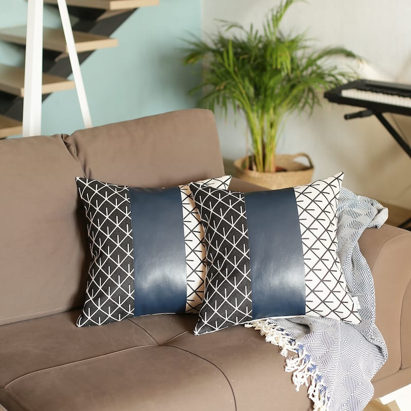 Vegan Faux Leather Throw Pillow Cover (Set of 2)