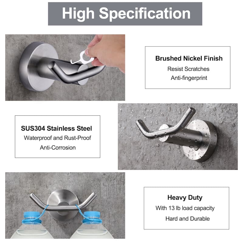 Knob-Hook Double Robe/Towel Hook in Brushed Nickel
