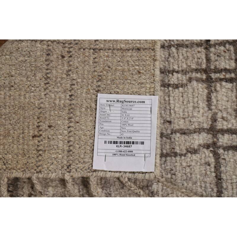 Abstract Moroccan Oriental Rug Hand-Knotted Wool Carpet - 2'0"x 3'0"