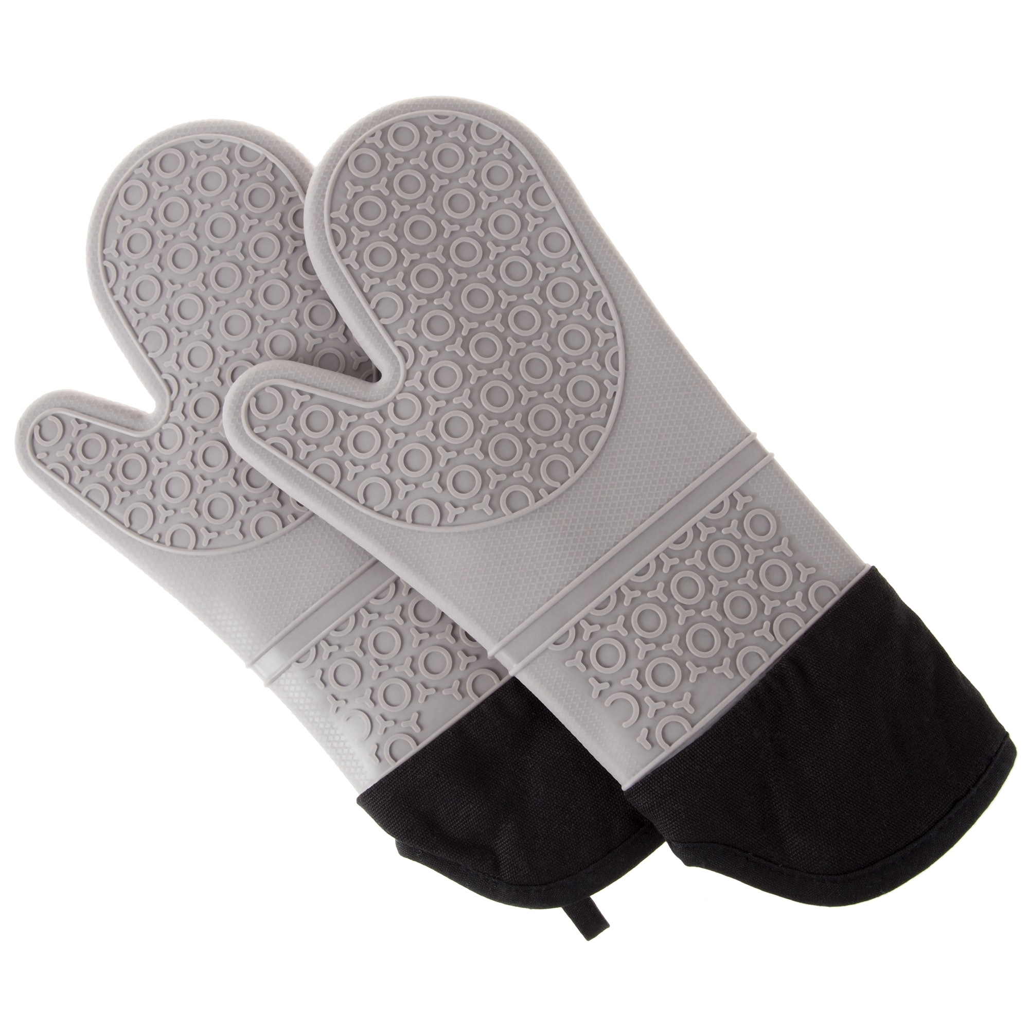 Flower Design- Heat Resistant Silicone Oven Mitts, Soft Quilted lining, Extra Long, Waterproof Flexible Gloves for Cooking
