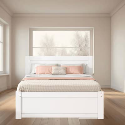 Full Size Wooden Platform Bed Frame with Drawer and Two Shelves, Ample Storage and Space-Saving Design, Bedroom Furniture