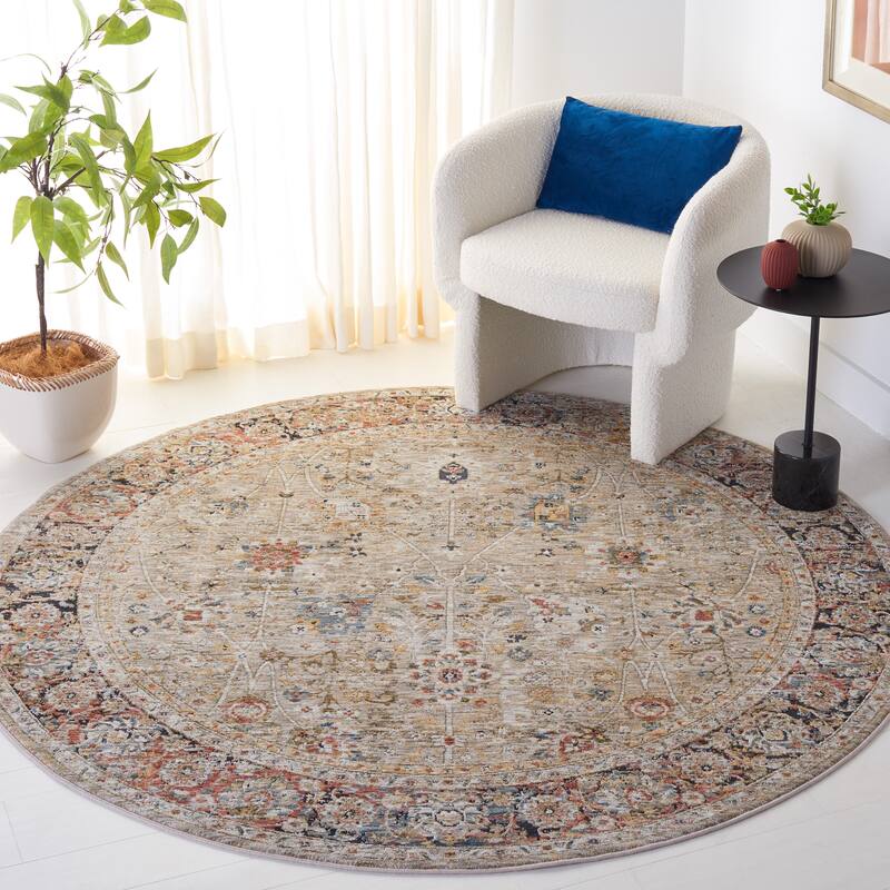 SAFAVIEH Silverado Viva Vintage Oriental Rug - 6'4" Round - Beige/Rust