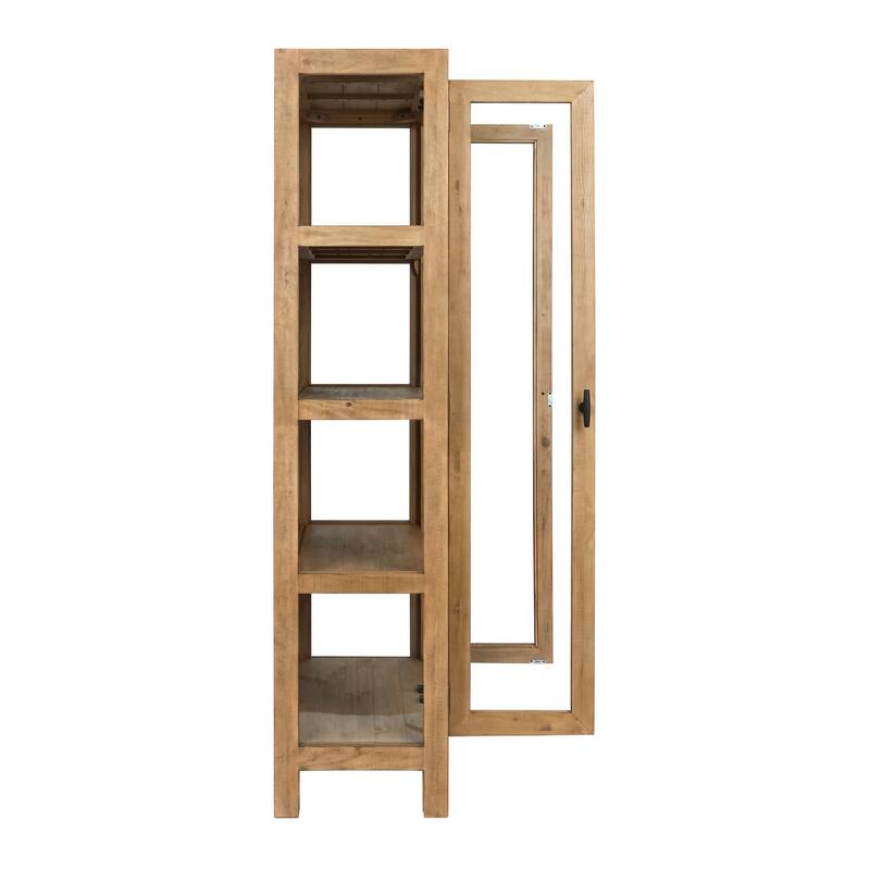Classic Home Crest 79" Reclaimed Pine Wood Curio Cabinet in Natural