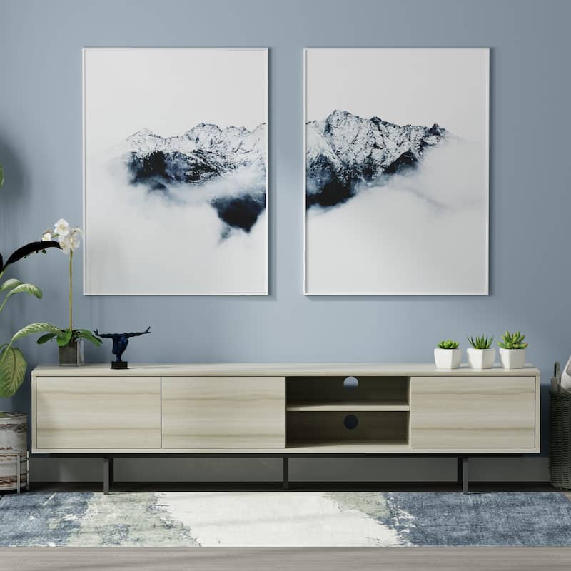 Glenwillow Home Atlas 78" x 20" Lowboy Mid-Century Modern TV Stand Console - Light Taupe