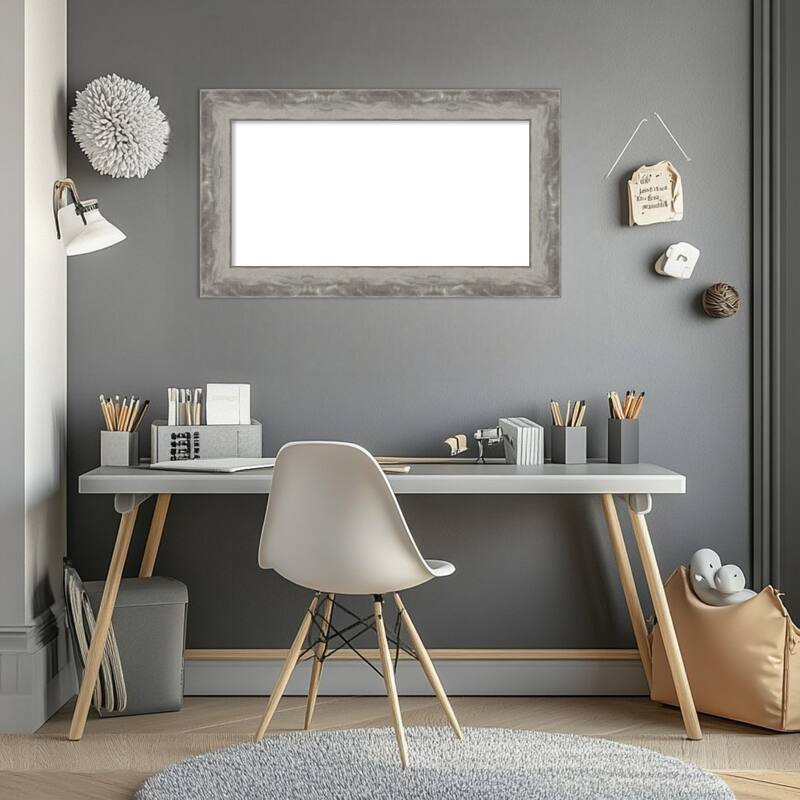 Amanti Art Waveline Silver Narrow Framed Dry Erase Magnetic Board