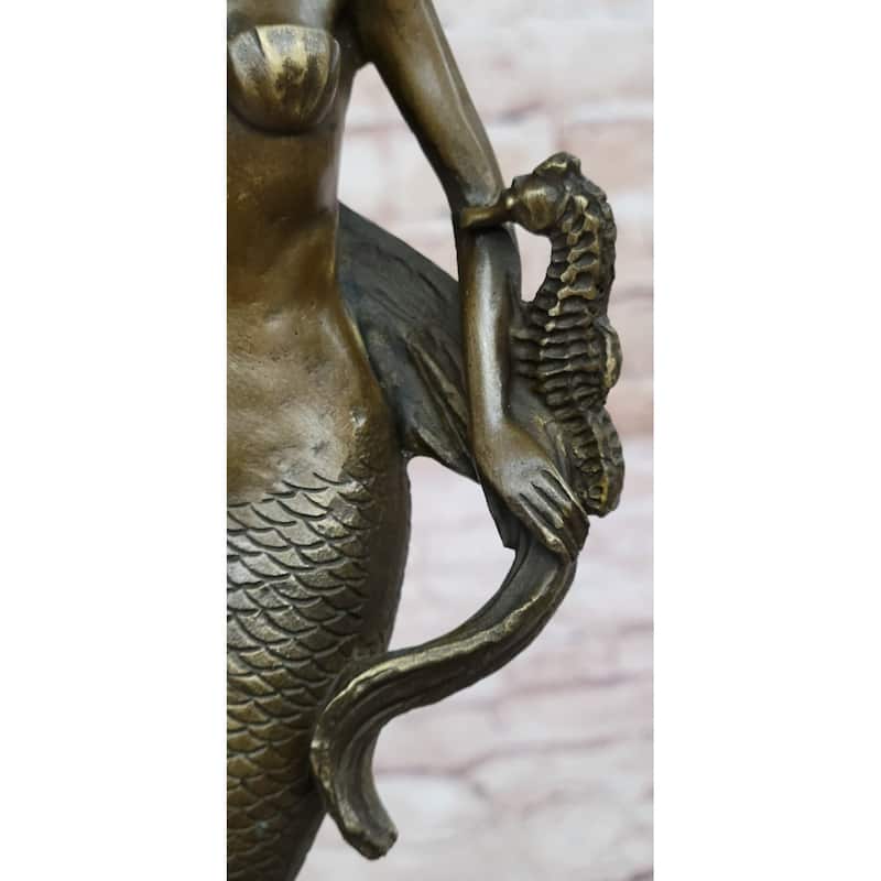 Hot Cast Bronze Mermaid Sculpture Statue Figure On Marble Base Original Art By Milo