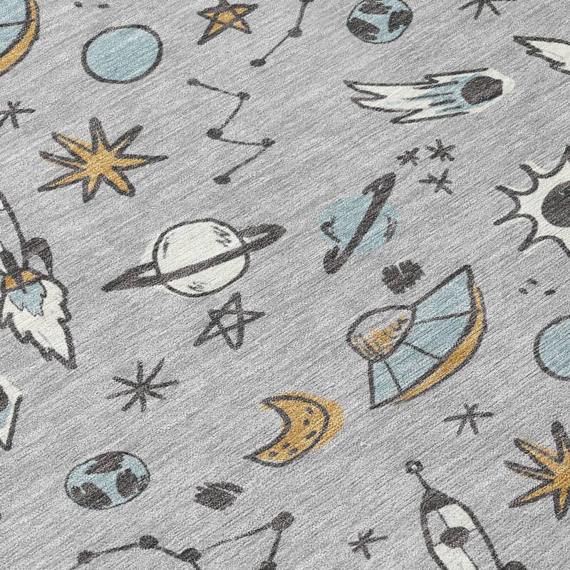 Machine Washable Indoor/ Outdoor Spaceship Chantille Rug