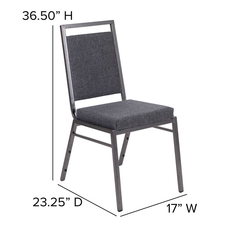 2 Pack Square Back Stacking Banquet Chair with Silvervein Frame