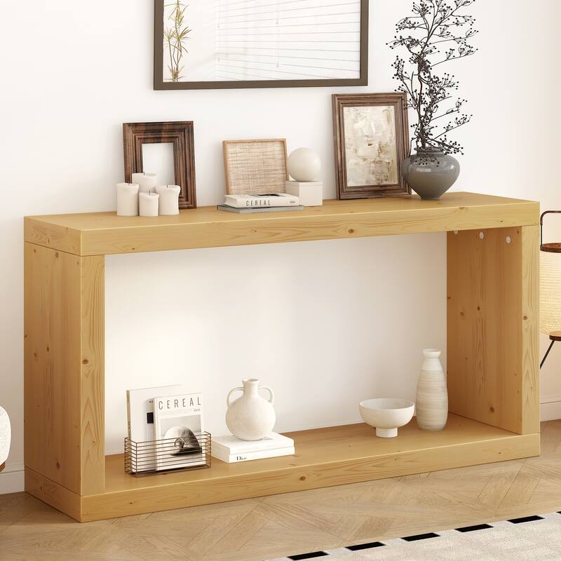 59.6" Entryway Table with Storage Shelf, Square Frame