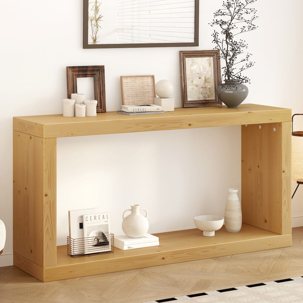 Entrance Table Natural Rectangular Corridor Table for Living Room, Simple Console Table Console Table