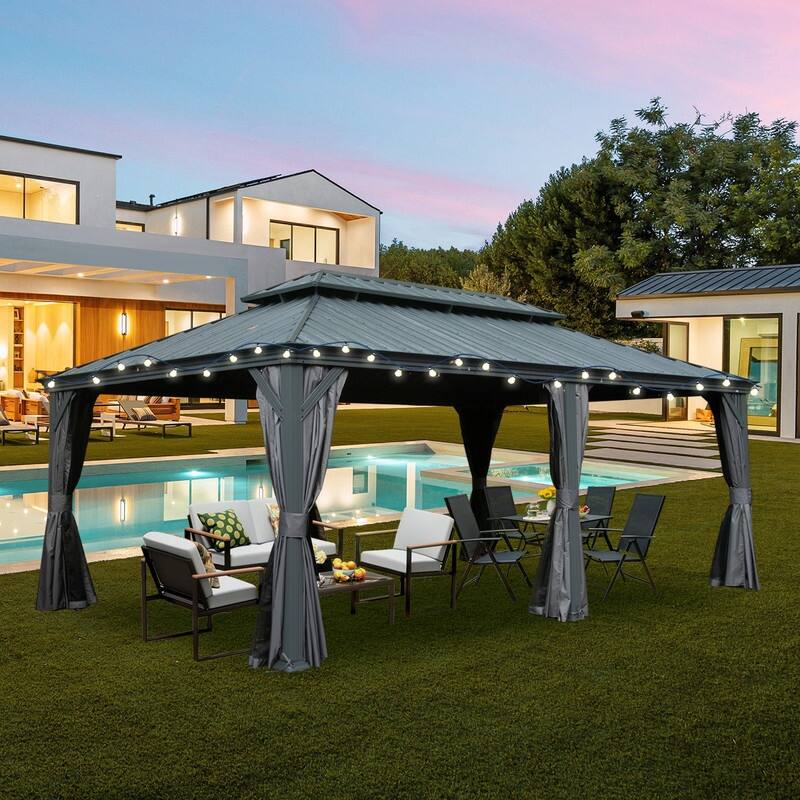 Domi Hardtop Gazebo with Galvanized Steel Double Roof and Aluminum Frame