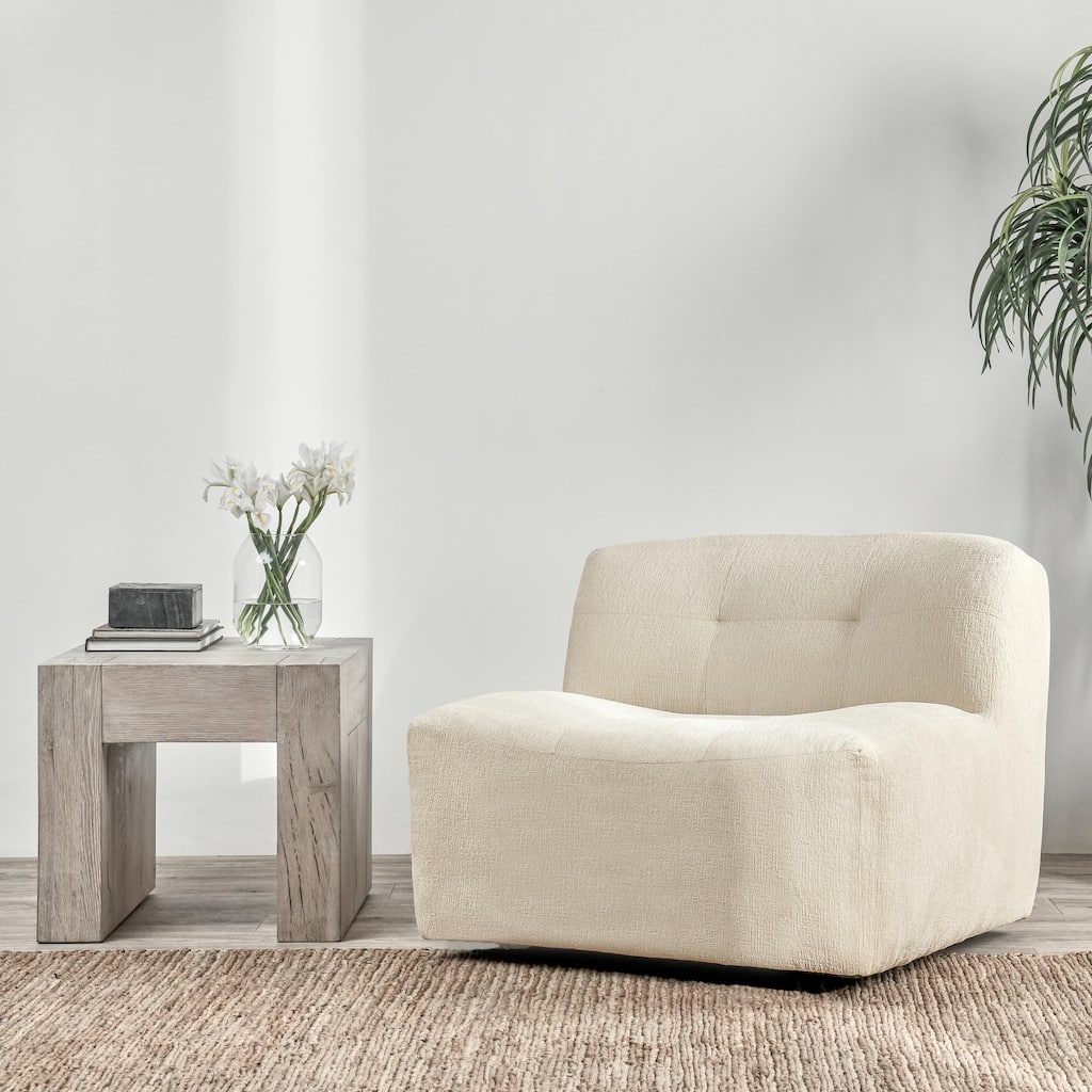 Classic Home Gabriel Swivel Ivory Upholstered Swivel Accent Chair