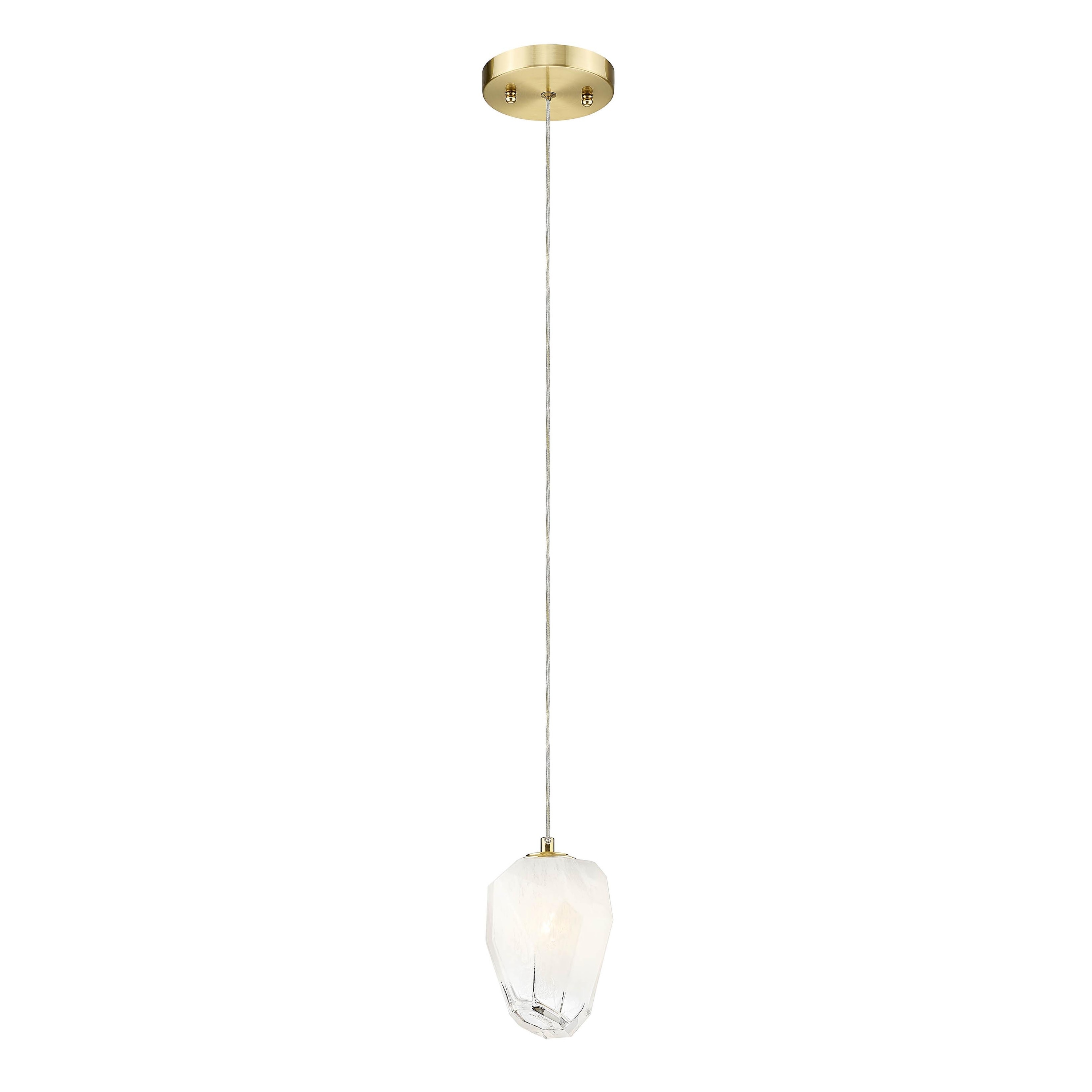 1-Light Gold Pendant With A White Glass Shade