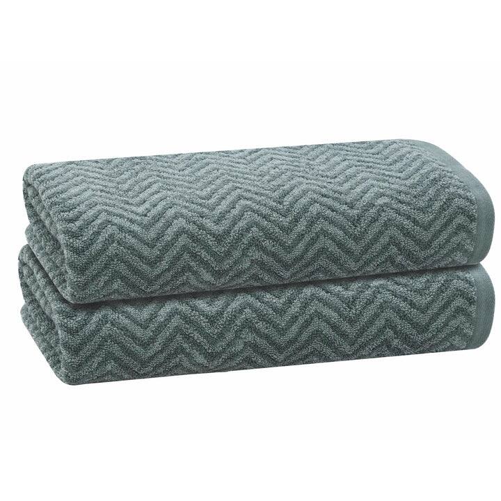 PREMIUS 2 Pack Chevron 100% Cotton Yarn Dyed Bath Towel, 27x54 Inches