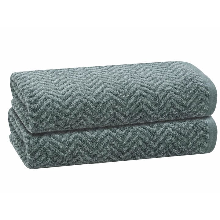 PREMIUS 2 Pack Chevron 100% Cotton Yarn Dyed Bath Towel, 27x54 Inches
