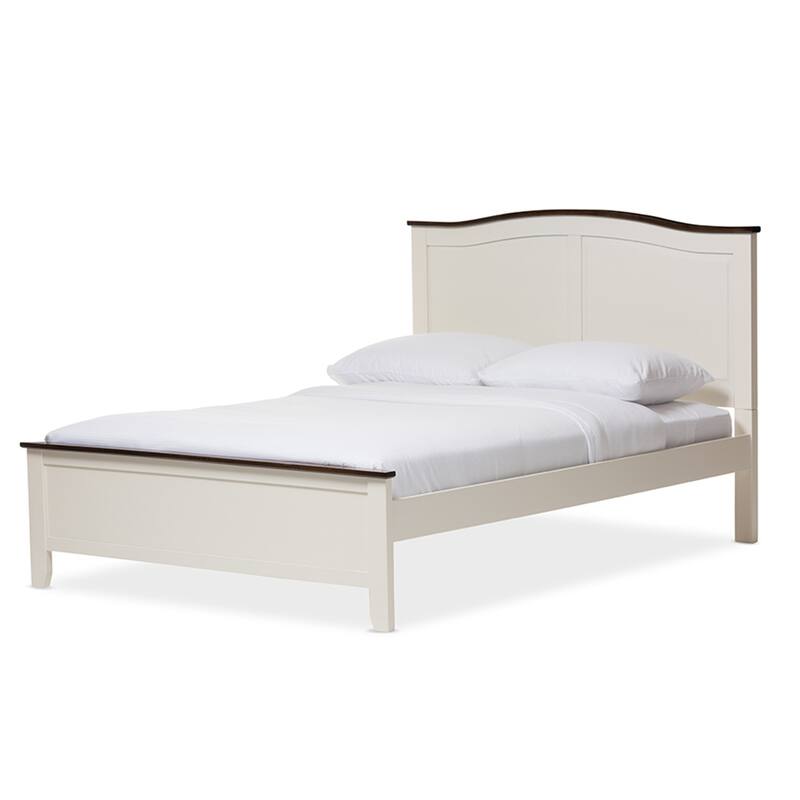 Vibes Full Size Platform Bed - Modern Bedroom Bed Frame - Butter Milk & Walnut Finish - Sturdy Low Profile Design
