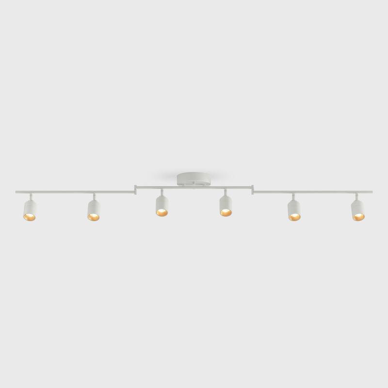 Shura 6-Light White Integrated LED Swivel Track Light with Rotatable Heads, 5 ft. Track Lighting Kit, 3000k, 3000 Lumens - 8.38" x 62.25" - White