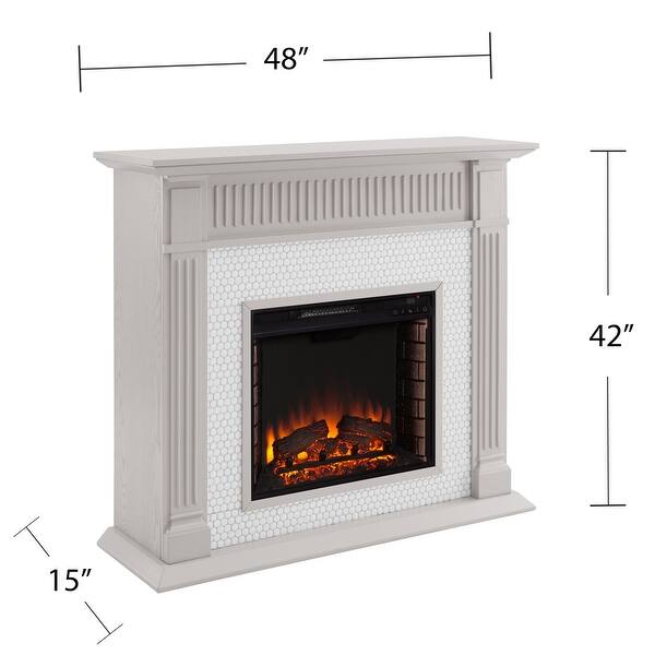 dimension image slide 1 of 2, SEI Furniture Chase Contemporary Grey Wood Electric Fireplace