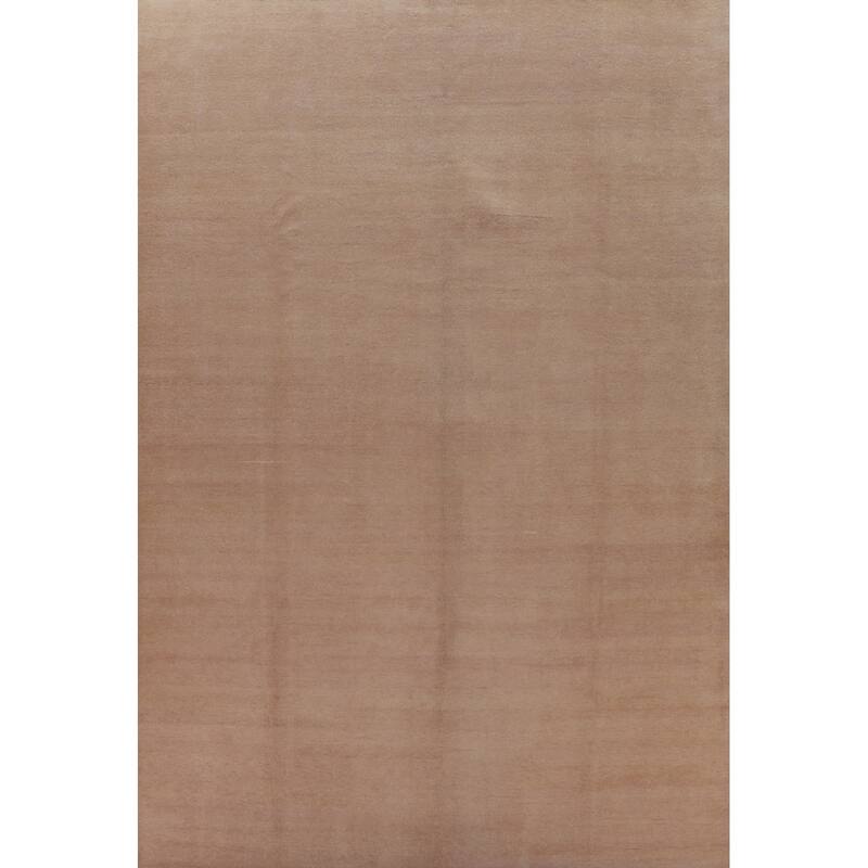 Hand Knotted Oriental 100% Wool Carpet Modern Solid Peach Gabbeh Area Rug - 12' 6'' X 9' 1''