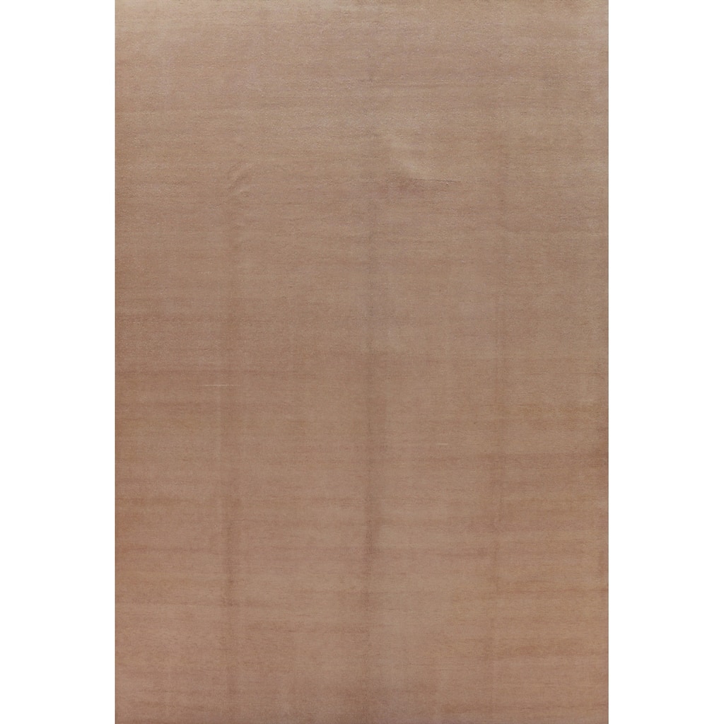 Hand Knotted Oriental 100% Wool Carpet Modern Solid Peach Gabbeh Area Rug - 12' 6'' X 9' 1''