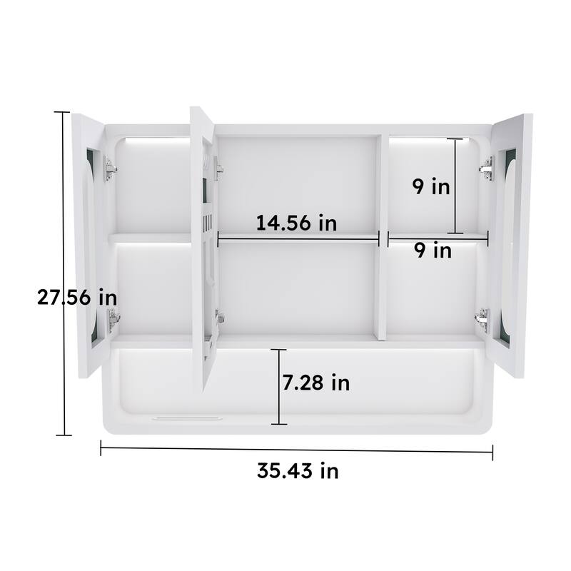 Wall Mounted Bathroom Mirror Cabinet with LED Lights, Anti-Fog & Explosion-Proof, Touch Control Medicine Cabinet