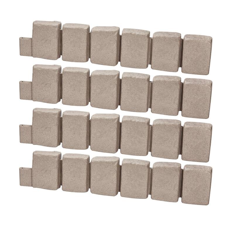 Beige Plastic Stone Texture Landscape Edging 4 Pack with Anchors Modular Design - 47.24 × 3.94 × 9.06 inch