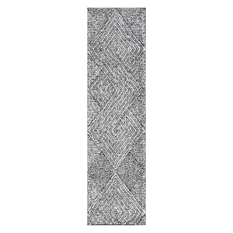 Minimal Stripe Geometric Shag Rug - Anthracite Dark Gray - Medium Pile - Cozy & Modern
