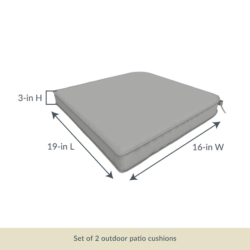 Island Retreat All-Weather Outdoor Solid Color Seat Cushion (Set of 2) - 18.5-in L x 16-in W x 3-in D