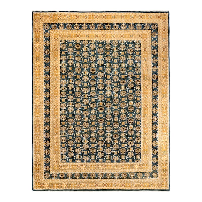 Overton Handknotted Wool Traditional Oriental Green Area Rug - 9' x 12' - 9' x 12' - Teal