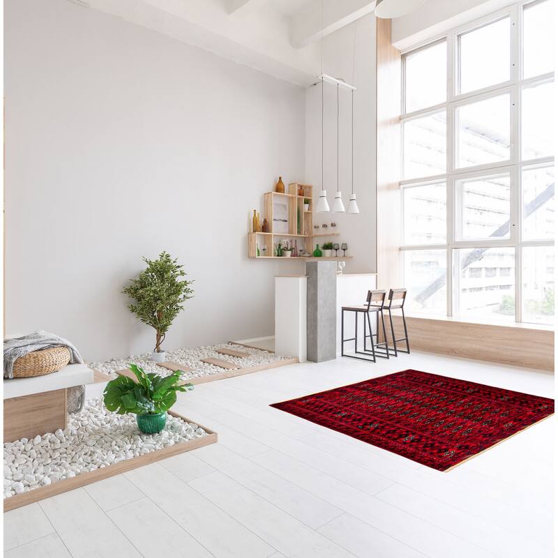 Teimani Red Rug 3'11" x 5'3" - 3'11 x 5'3