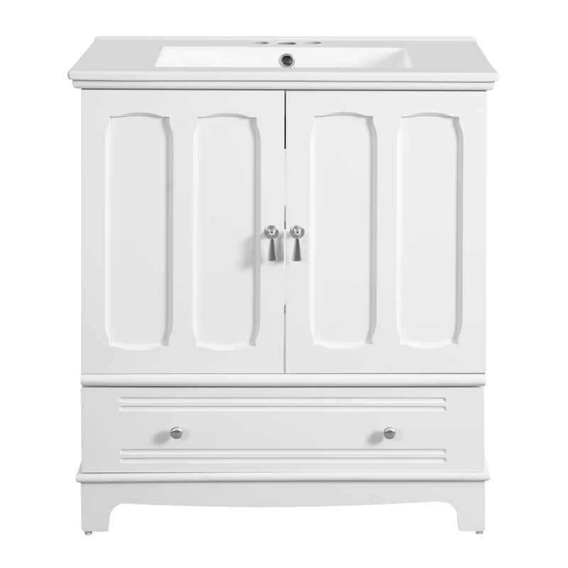 30'' Freestanding Bathroom Vanity with Integrated White Ceramic Sink - 30'' x 18.4'' x 33.8''