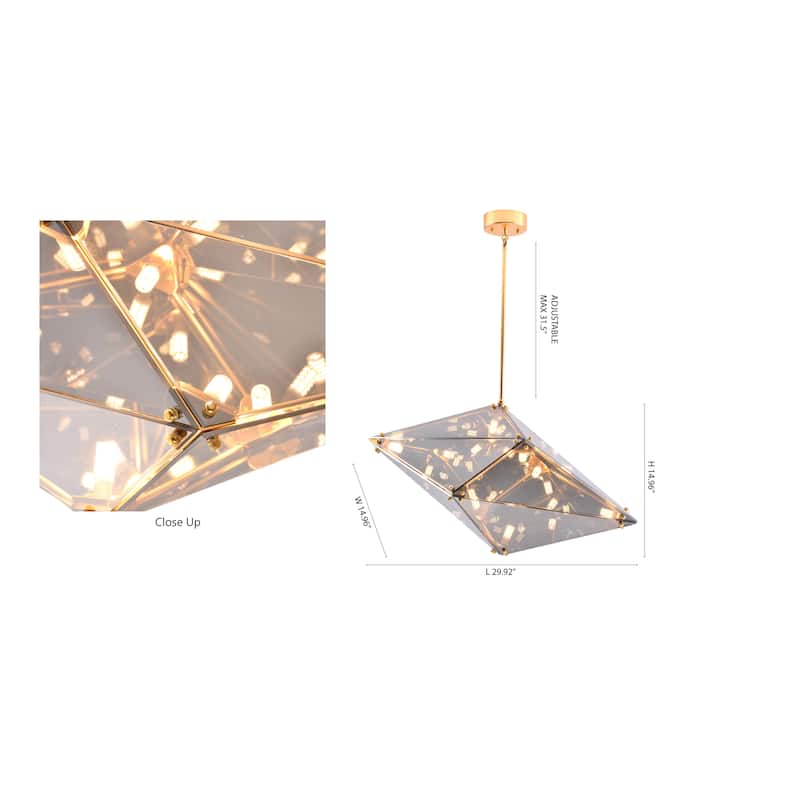 9-Light Gold Chandelier With A Smoke Glass shade