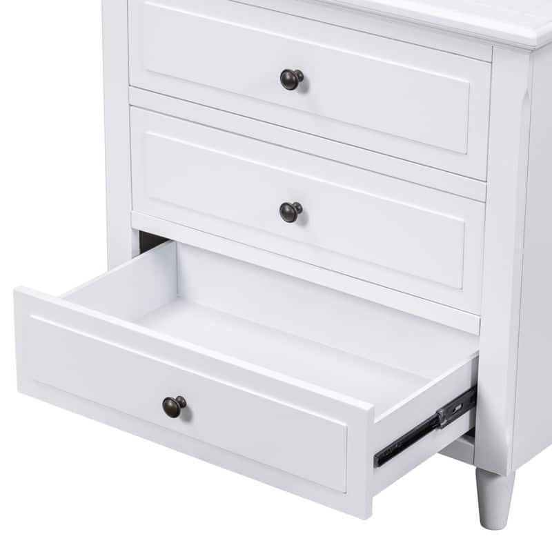 Elegant 3-Drawer Nightstand (Set of 2) Storage Cabinet Crafted from Solid Wood for Bedroom Organization