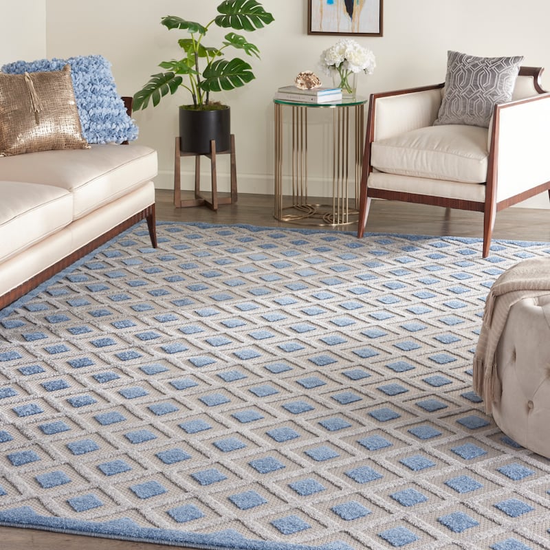 Nourison Aloha Indoor/Outdoor Modern Geometric Diamond Area Rug