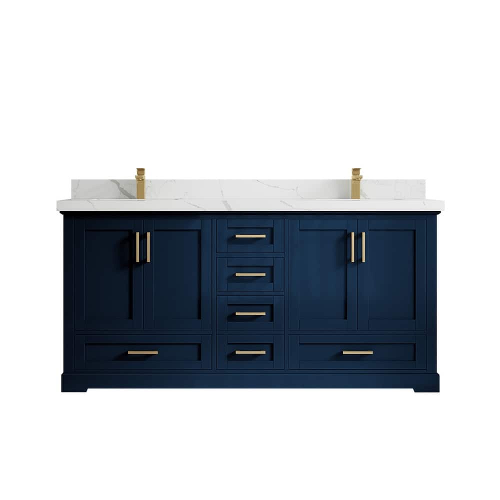 Willow Collection 72 in W x 22 in D x 36 in H Boston Double Bowl Sink Bathroom Vanity with Countertop