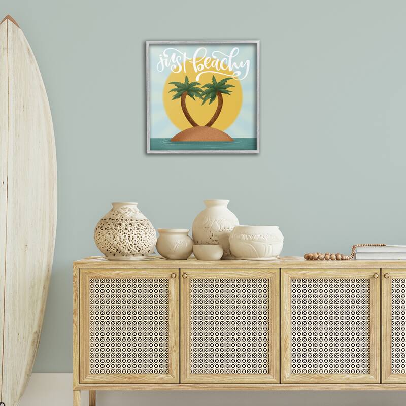 Stupell Just Beachy Tropical Island Framed Giclee Art Design By Sarah Hickman