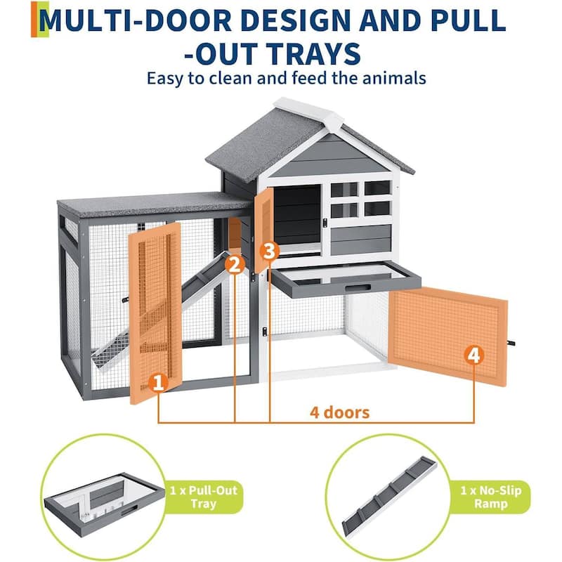 Waterproof Roof Wooden Small Animal Cage for Rabbits, Chickens, Ducks