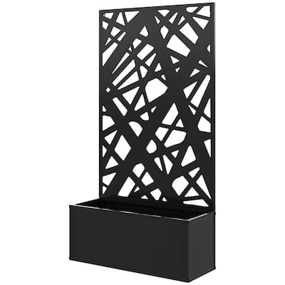 24" Black Metal Wall-Mountable Raised Garden Bed with Drainage Slots for Healthy Plants - 24" L x 9.1" W x 44.5" H