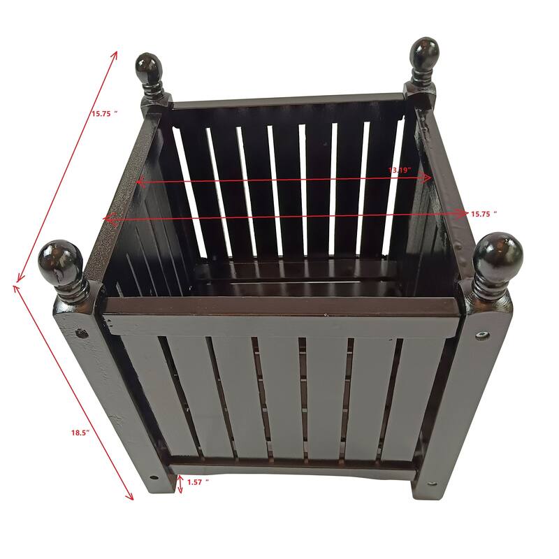 Wood Outdoor Square Wooden Flower and Herb Pot for Garden, Porch and Patio