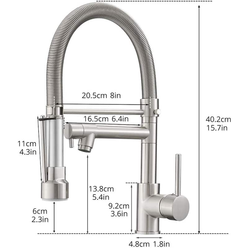 Commercial Style Kitchen Faucet with Pull Down Sprayer