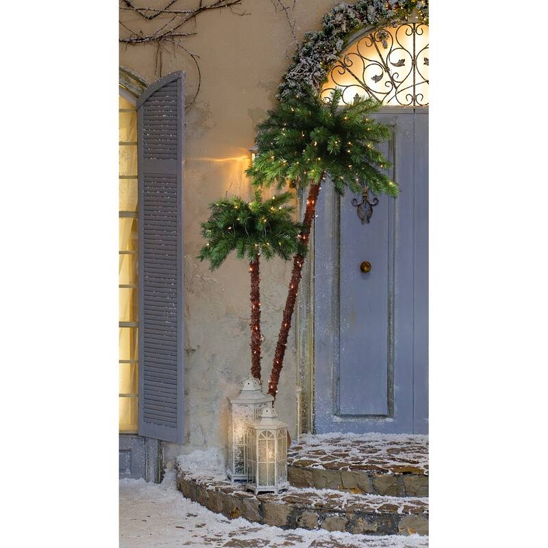 Puleo International Pre-Lit Artificial Palm Tree