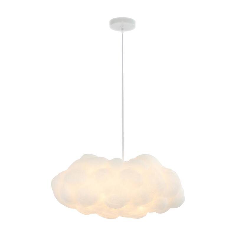 Homer 23" 2-Light Modern Contemporary Silk LED Cloud Pendant, White by JONATHAN Y
