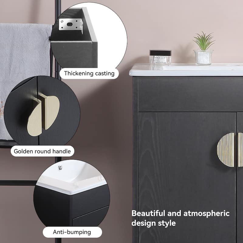 24 in. W x 19 in. D x 33 in. H Bathroom Vanity with White Ceramic Basin,Two Cabinet Doors,Excluding faucets