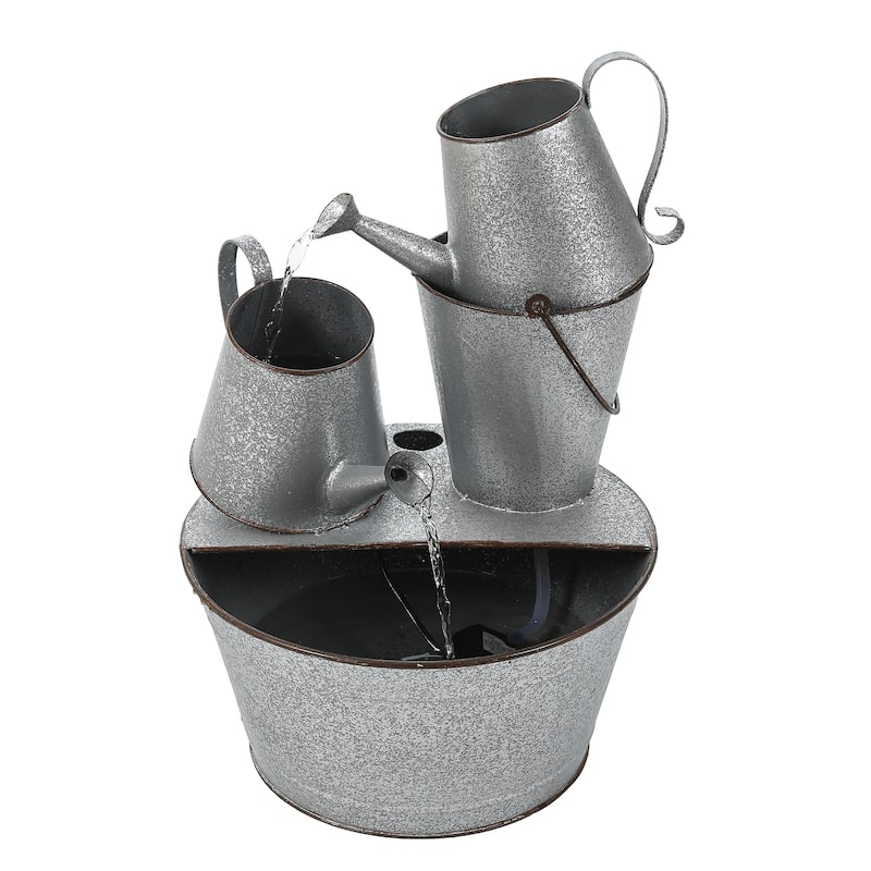 Silver Metal Pitcher Outdoor Fountain