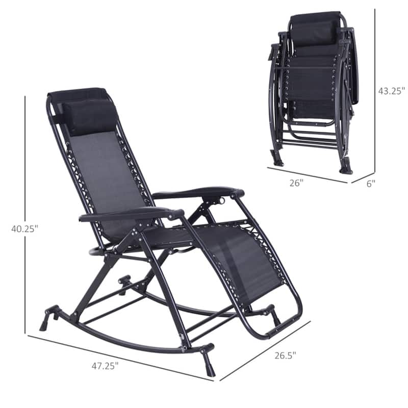 Mesh Zero Gravity Recliner Chair with Folding Legs and Cup Holders - 47.25" D x 26.5" W x 40.25" H